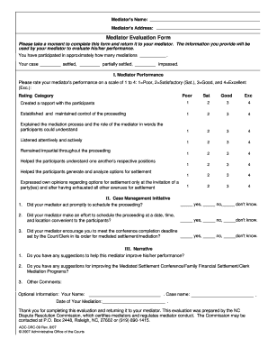 Mediator Evaluation Form