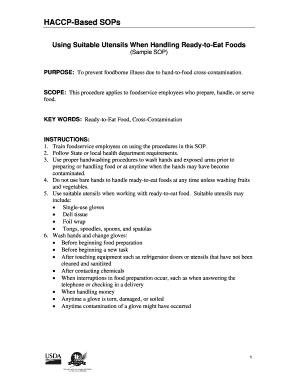 HACCP-Based SOP for Ready-to-Eat Food Handling
