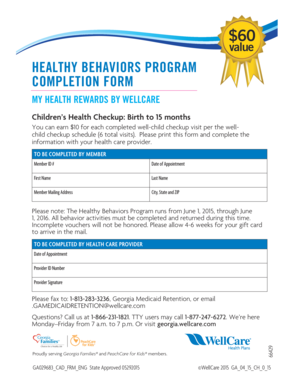 Healthy Behaviors Program Completion Form