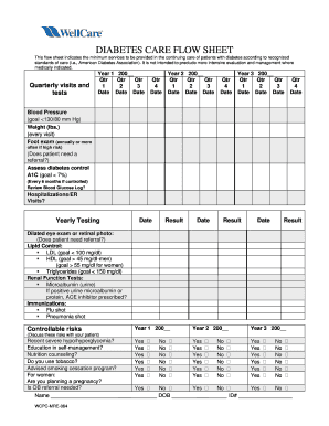 Diabetes Care Flow Sheet
