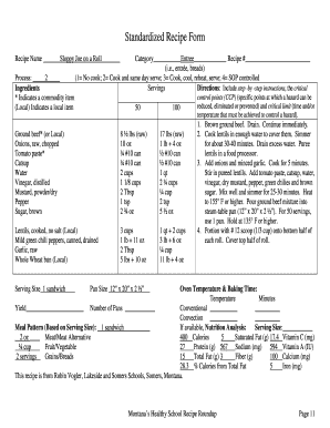 Sloppy Joe on a Roll Recipe Form