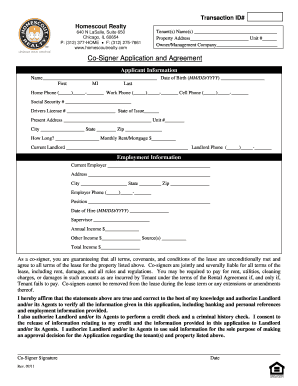 Co-Signer Application and Agreement