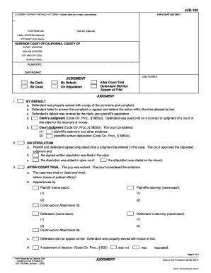 California Judgment Form