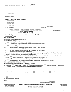 California Order Determining Succession to Real Property