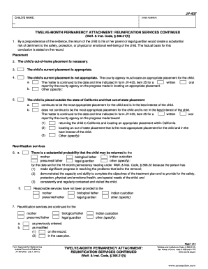 California Twelve-Month Permanency Attachment Form