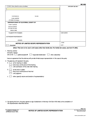 California Notice of Limited Scope Representation
