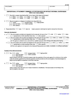 California JV-416 Dispositional Attachment Form