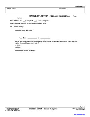 California General Negligence Complaint Form