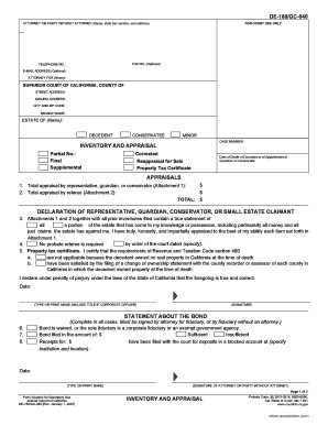 California Inventory and Appraisal Form
