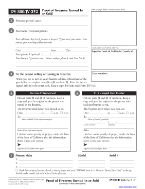 California Firearms Turn In or Sold Form
