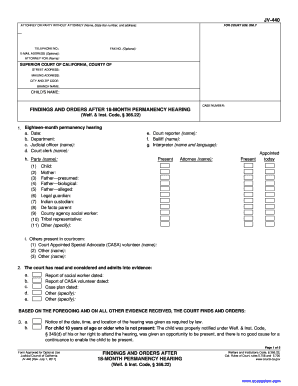 Findings and Orders After 18-Month Permanency Hearing