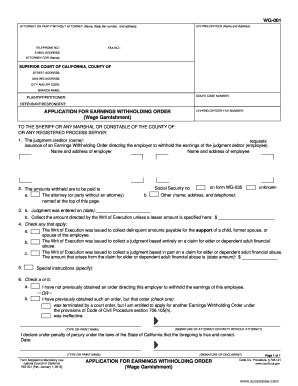 California Earnings Withholding Order