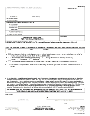 California Deposition Subpoena