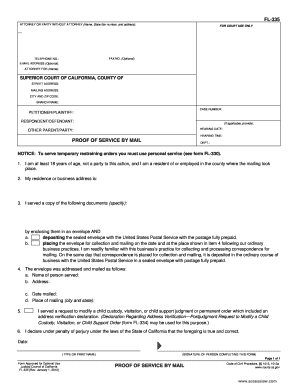 California Proof of Service by Mail Form