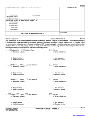 Proof of Service Juvenile Form JV-510
