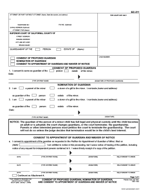 California Guardian Consent and Nomination Form