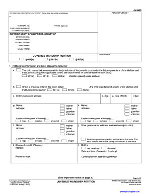 Juvenile Wardship Petition