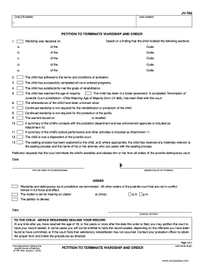 Petition to Terminate Wardship and Order
