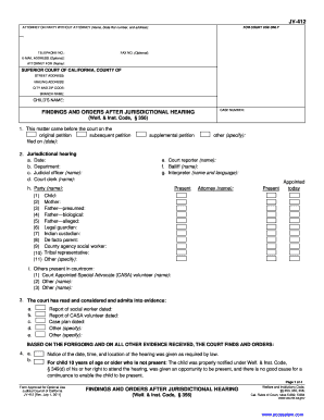 California JV-412 Findings and Orders After Jurisdictional Hearing