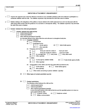 California Grandparent Visitation Attachment Form JV-402