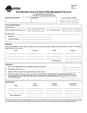Montana Farm and Ranch Risk Management Account Annual Reporting
