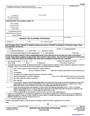 California Request for Telephone Appearance