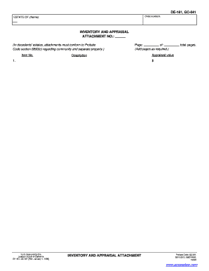 California Inventory and Appraisal Attachment