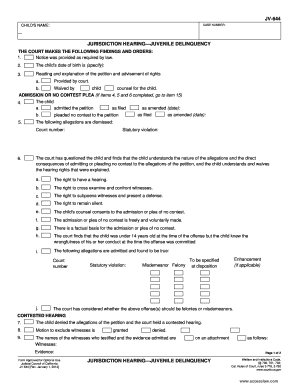 California Juvenile Delinquency Hearing Form