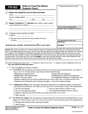 Order on Court Fee Waiver
