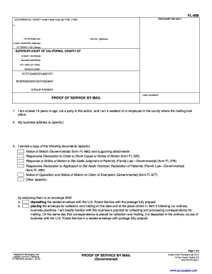 Proof of Service by Mail Form FL-686
