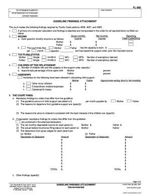 California Child Support Guideline Findings Attachment