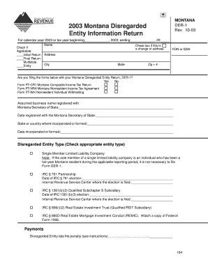 Montana Disregarded Entity Information Return