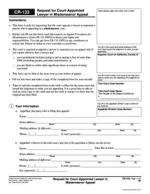 Request for Court-Appointed Lawyer in Misdemeanor Appeal