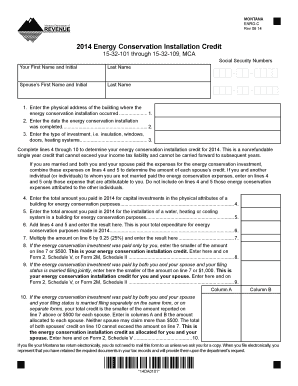 Montana Energy Conservation Installation Credit Form