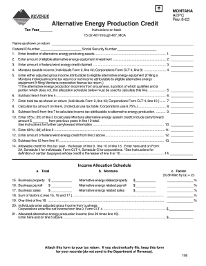 Montana Alternative Energy Production Credit Form