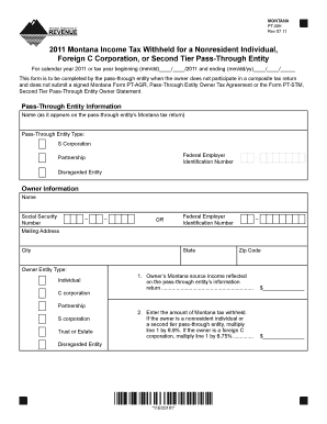 Montana PT-WH Form