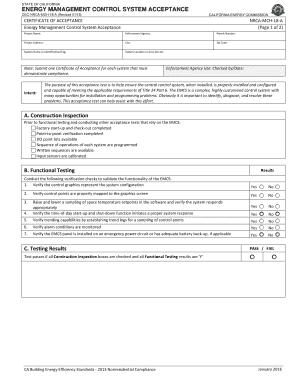 California Energy Management Control System Acceptance
