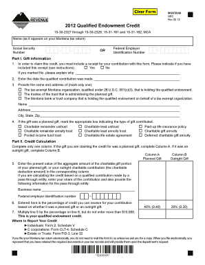 Montana Qualified Endowment Credit Form