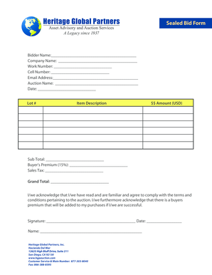 Sealed Bid Form