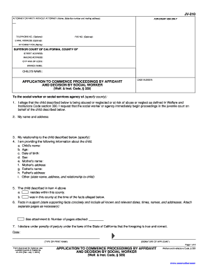 California Child Abuse Neglect Affidavit Form