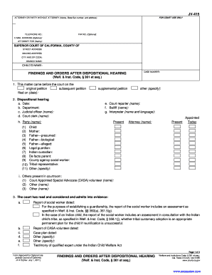 Findings and Orders After Dispositional Hearing