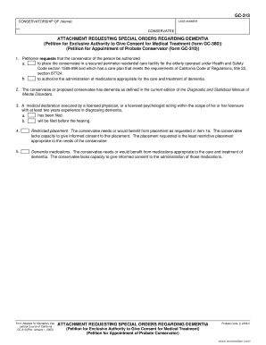 California Conservatorship Dementia Order Request
