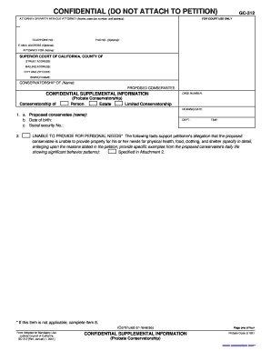 California Conservatorship Supplemental Information Form