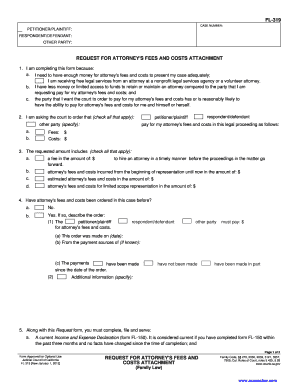 California Request for Attorney's Fees and Costs Attachment