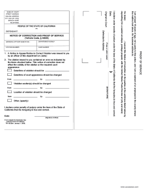 California Notice of Correction and Proof of Service