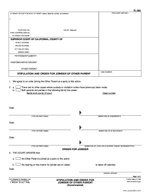 Stipulation and Order for Joinder of Other Parent