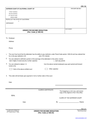California Order for Income Deduction