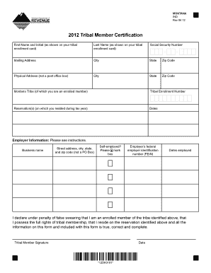 2012 Tribal Member Certification Form