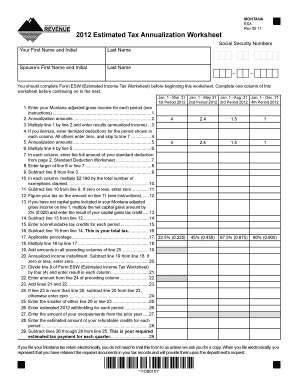 Montana Estimated Tax Annualization Worksheet