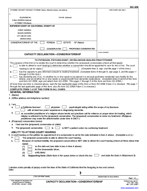 Capacity Declaration Conservatorship Form GC-335